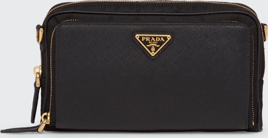 Prada Nylon + Saffiano Mini Bag w/ Removable Crossbody Strap