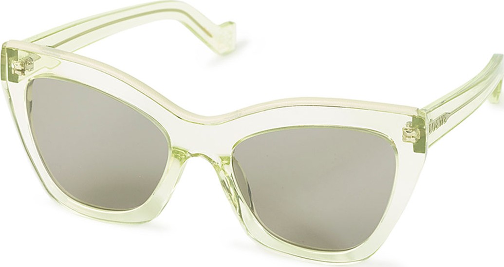 LOEWE Semi-Transparent Acetate Cat-Eye Sunglasses w/ Leather Trim