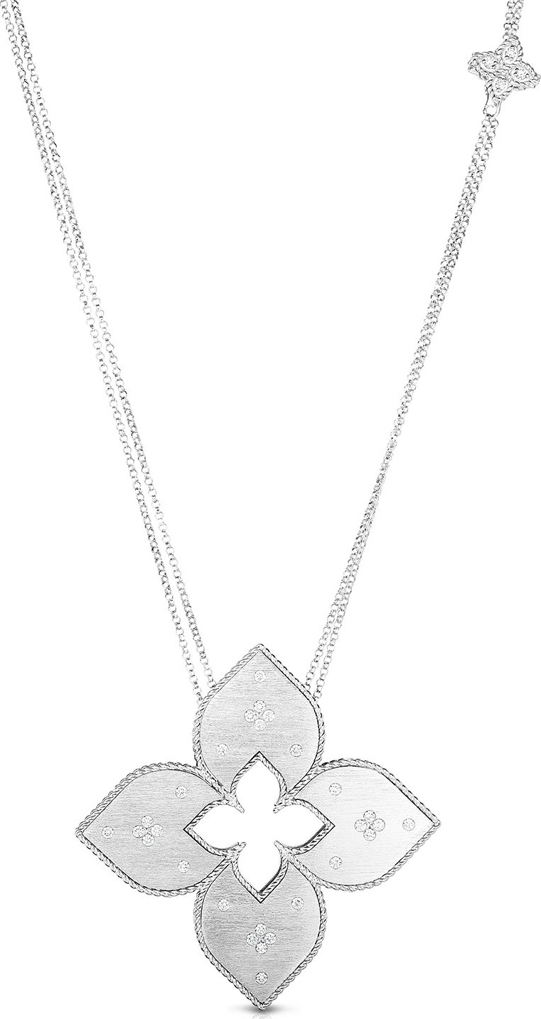 Roberto Coin Venetian Princess 18k White Gold Diamond Cutout Necklace