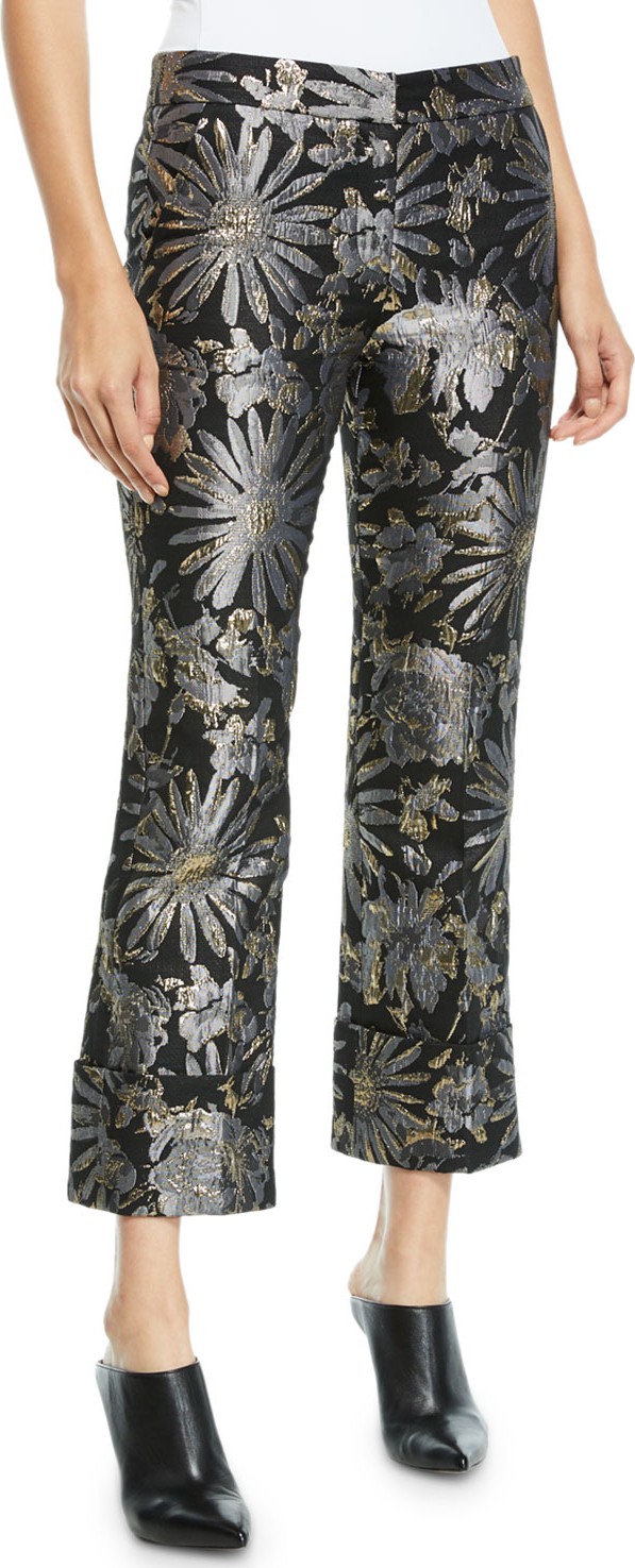 Trina Turk Banshee Pants in Metallic Daisy Jacquard