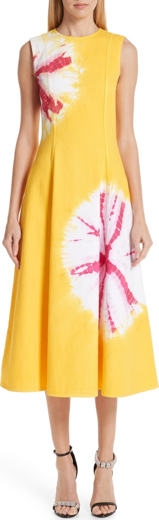 Calvin Klein 205W39NYC Tie Dye Fit & Flare Midi Dress