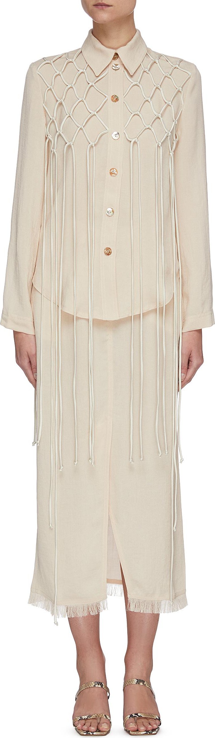 Nanushka 'Otis' macramé lapel shirt