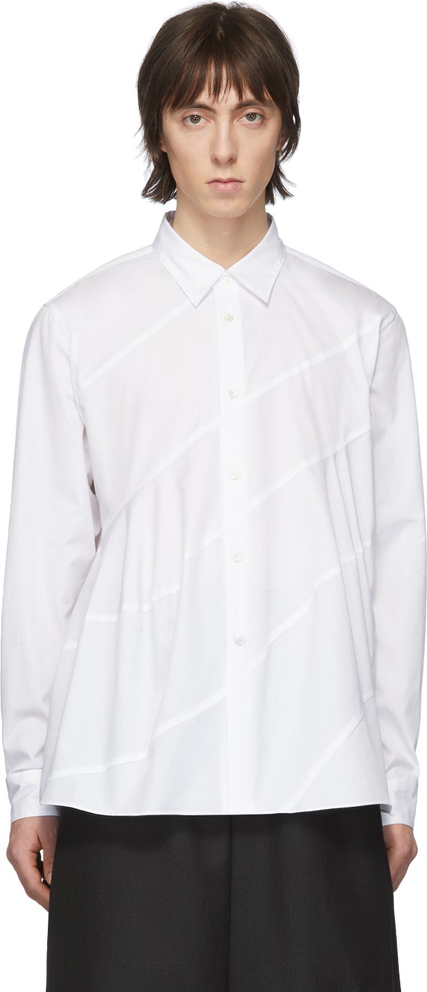 Comme Des Garçons Homme Plus White Spiral Seam Shirt