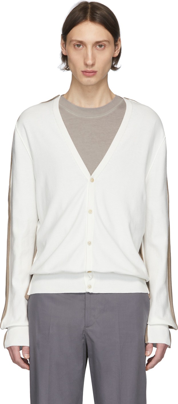 Maison Margiela Off-white & Brown Knit Cardigan Maison Margiela Off-white & Brown Knit Cardigan