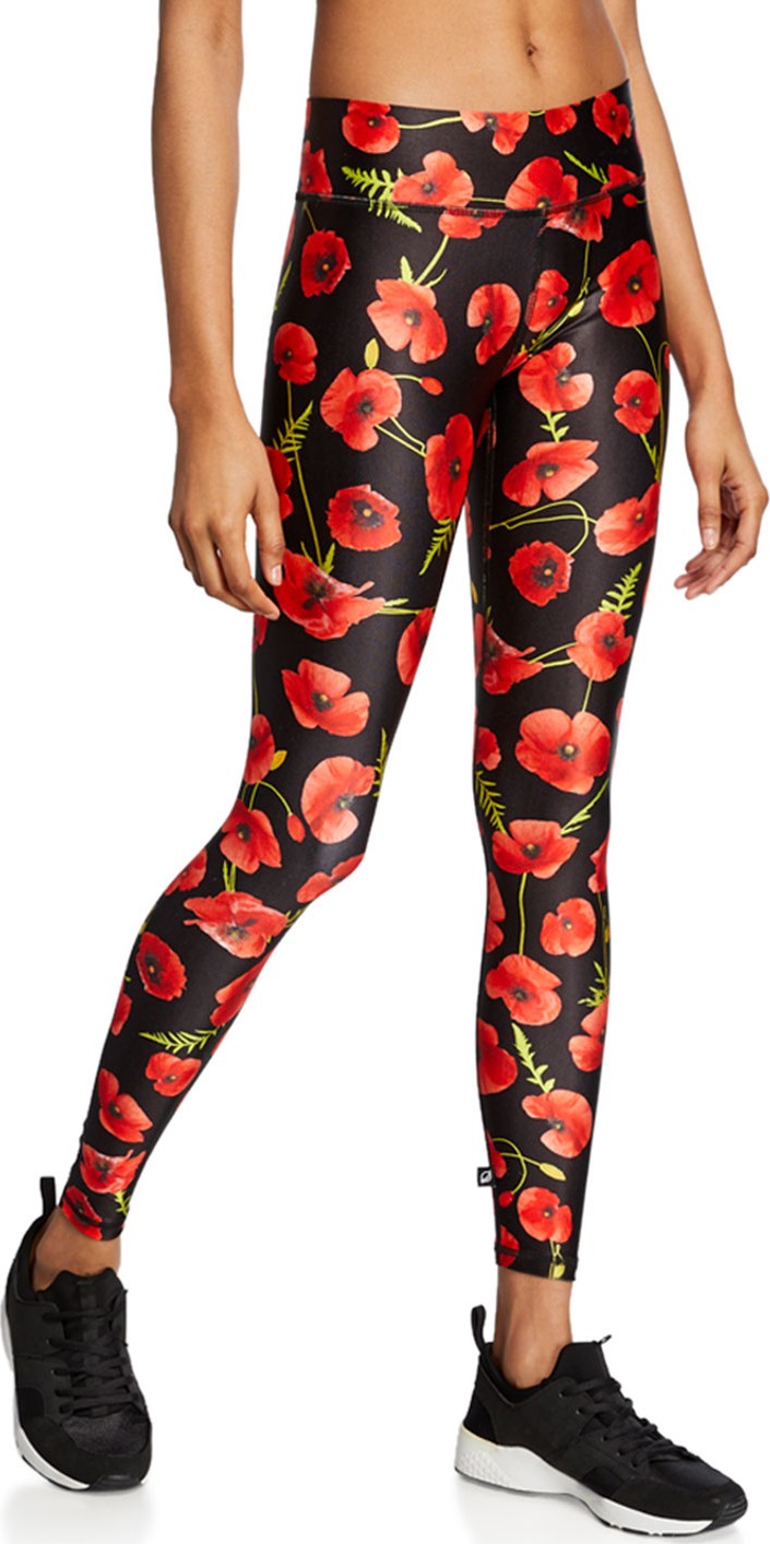 Terez Poppy-Print Tall Band Leggings