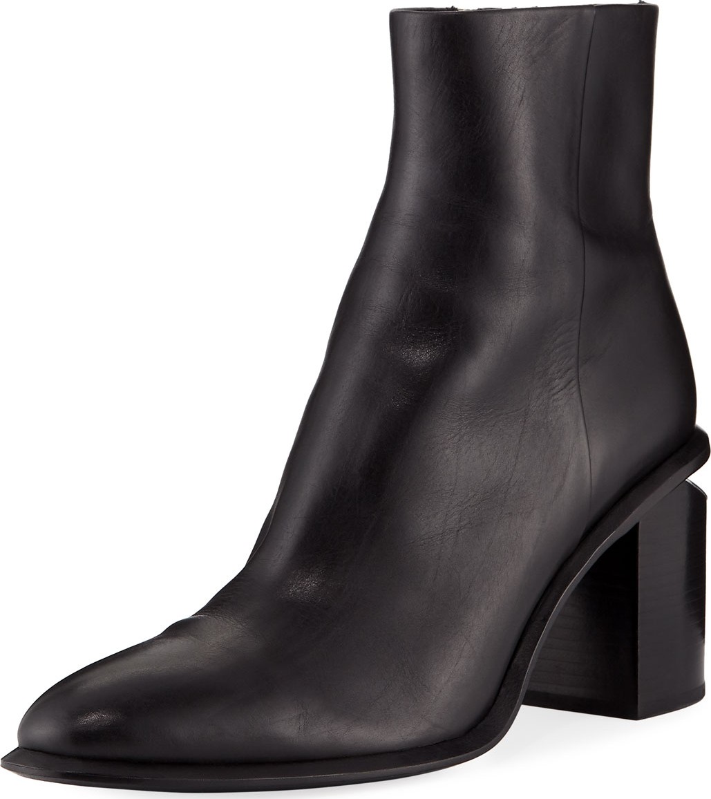Alexander Wang Anna Block-Heel Leather Booties - Rhodium-Tone Hardware