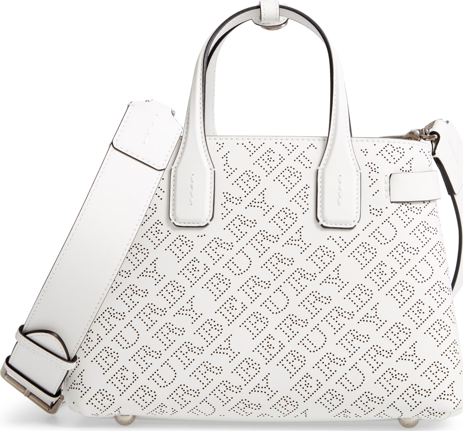 Burberry London England Small Banner Perforated Leather Tote