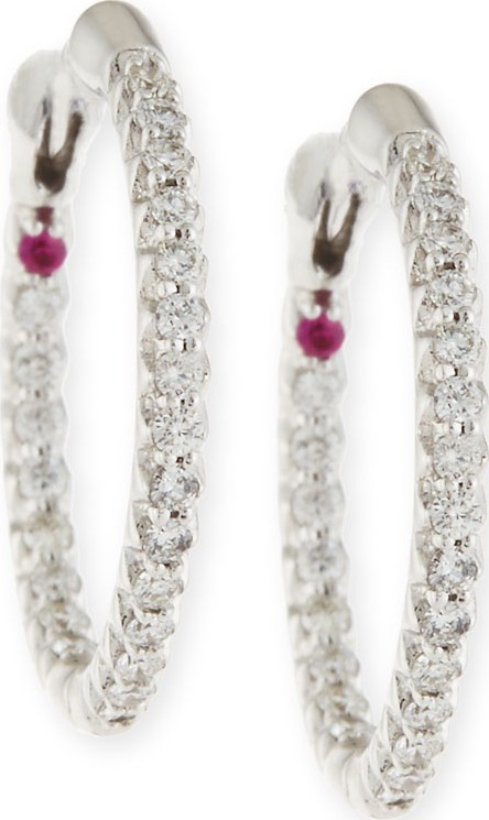 Roberto Coin XS Pave Diamond Hoop Earrings