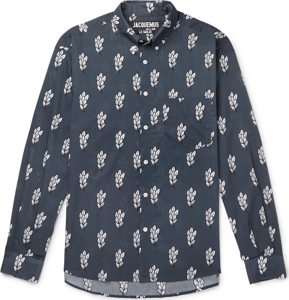 Jacquemus Simon Button-Down Collar Printed Cotton-Gauze Shirt
