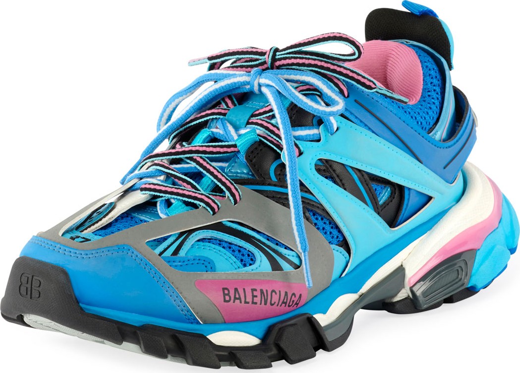 Balenciaga Track Colorblock Mixed Sneakers, Bleu Roi
