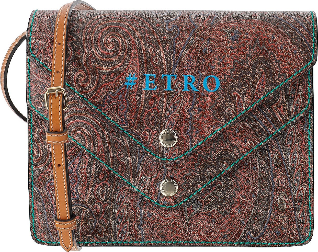 Etro Paisley Jacquard Canvas Double Flap Front Crossbody Bag Etro Paisley Jacquard Canvas Double Flap Front Crossbody Bag