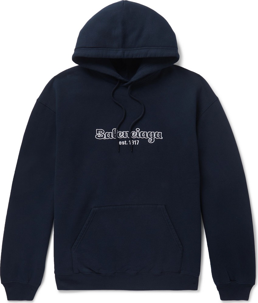 Balenciaga Oversized Logo-Embroidered Fleece-Back Cotton-Jersey Hoodie