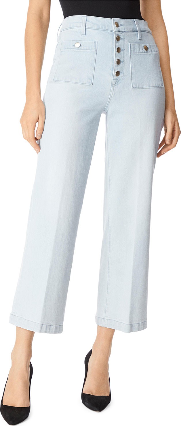 J BRAND Joan High-Rise Cropped Wide-Leg Jeans w/ Patch Pockets