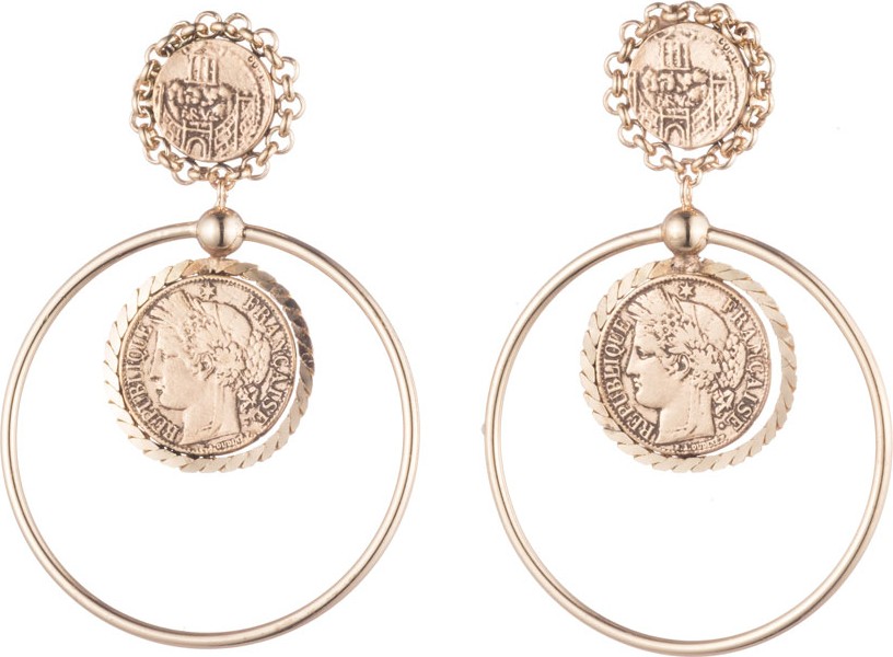DANNIJO Nia Coin Hoop Drop Earrings