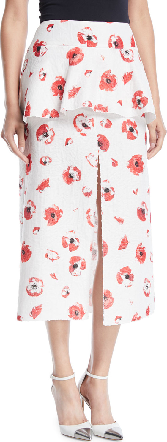 Proenza Schouler Float Poppy Jacquard Skirt with Peplum