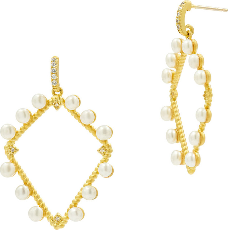 Freida Rothman Textured Pearl Diamond-Drop Earrings