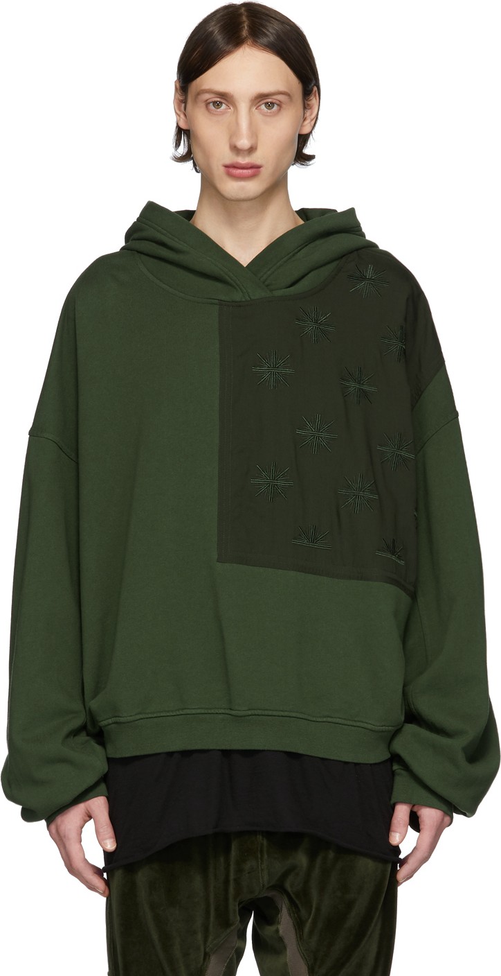 Haider Ackermann Khaki Embroidered Patch Hoodie