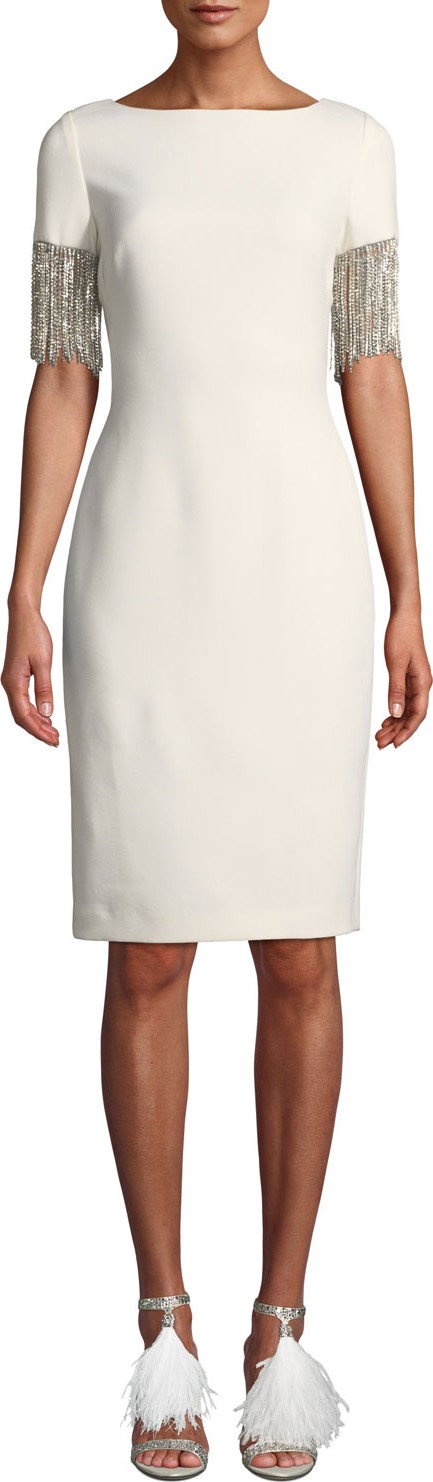 Badgley Mischka Crystal Chandelier-Sleeve Dress