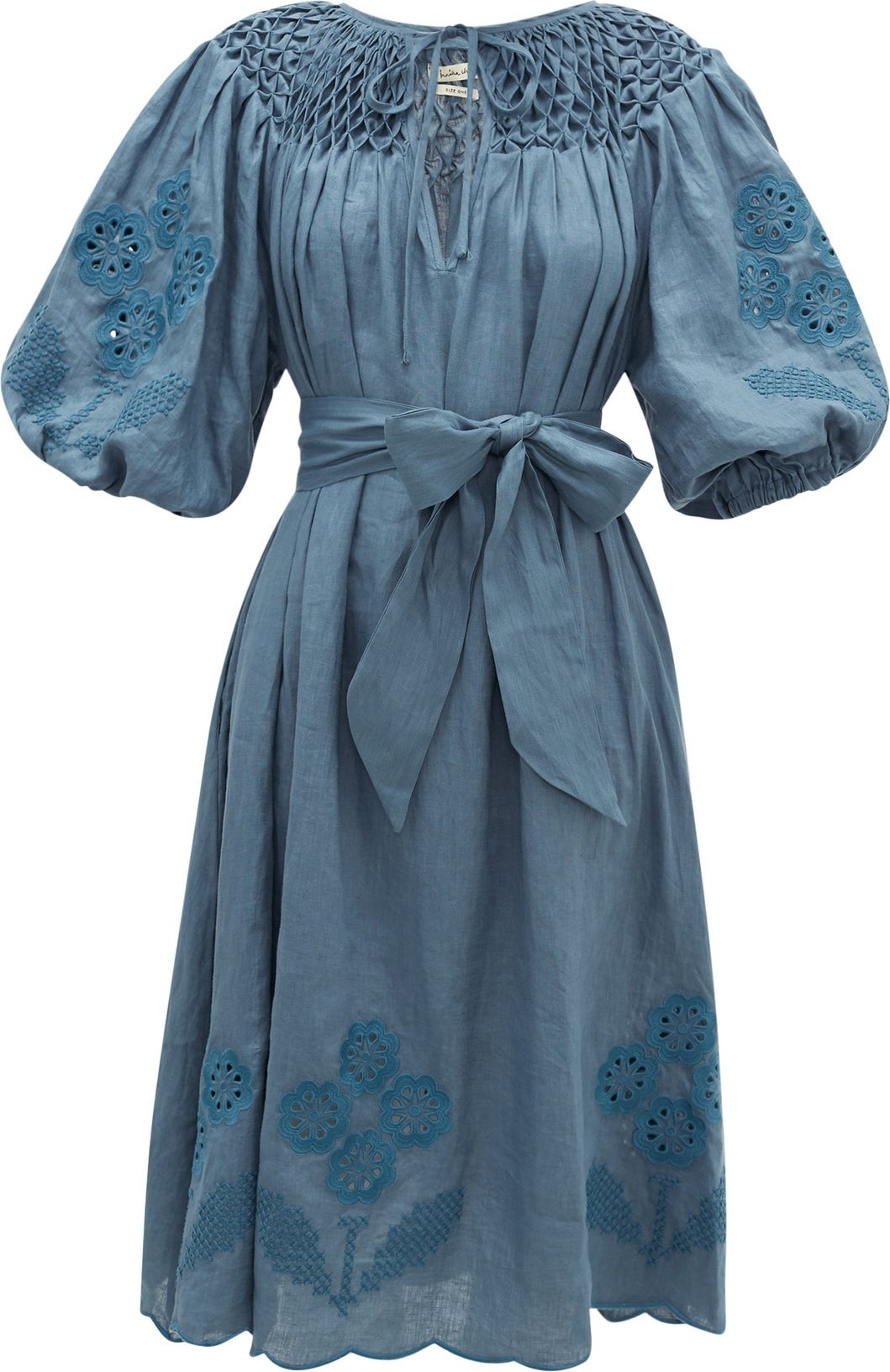 Innika Choo Hugh Jesmok embroidered linen dress