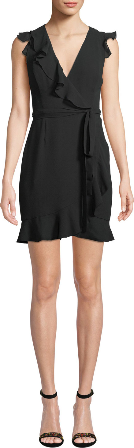 Fame and Partners Tiffany Mini Wrap Dress w/ Ruffles