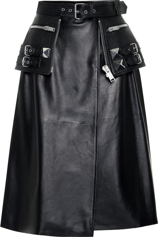 Alexander McQueen Leather midi skirt