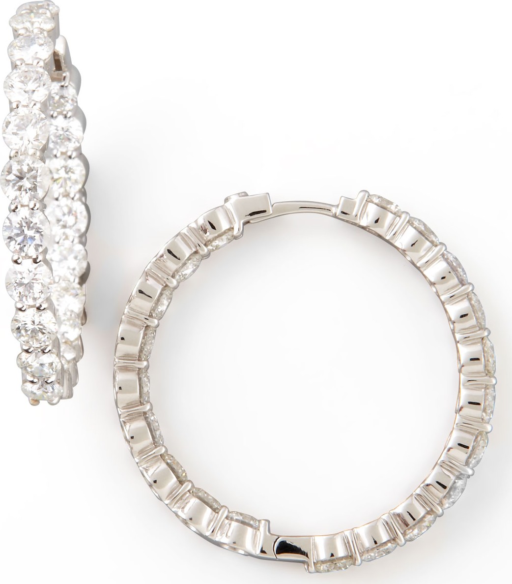 Roberto Coin 35mm White Gold Diamond Hoop Earrings, 7.21ct