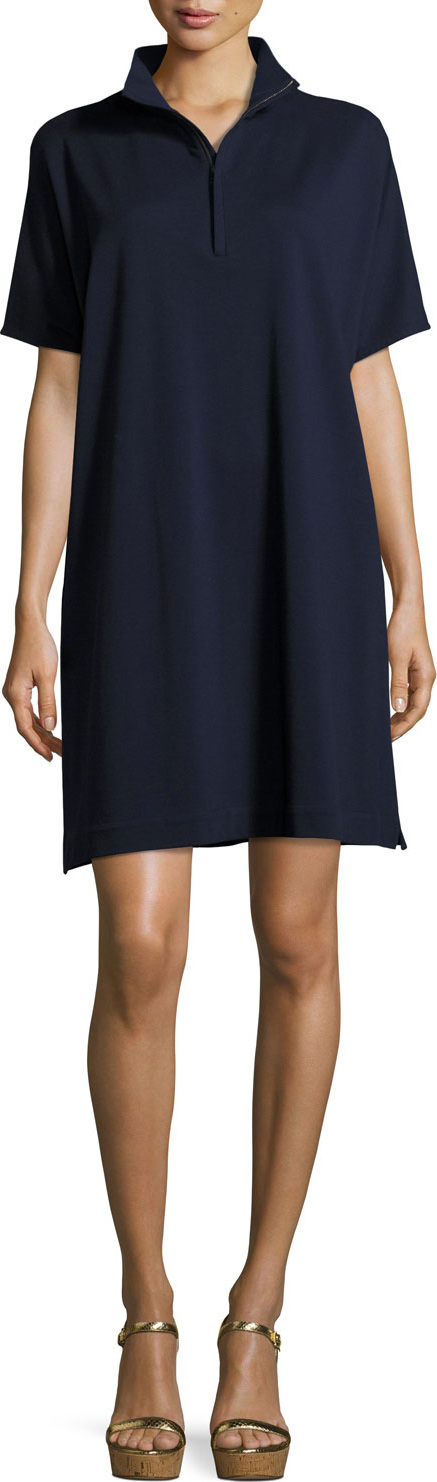 Joan Vass Short-Sleeve Piqué Dress