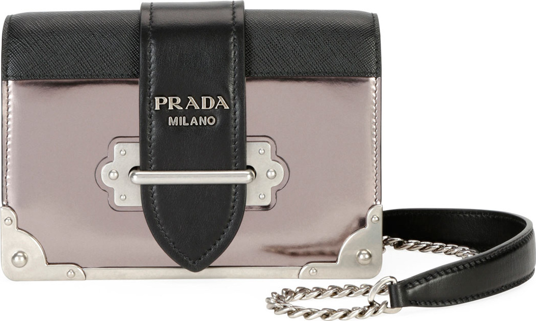 Prada Cahier Small Saffiano/Metallic Calf Shoulder Bag