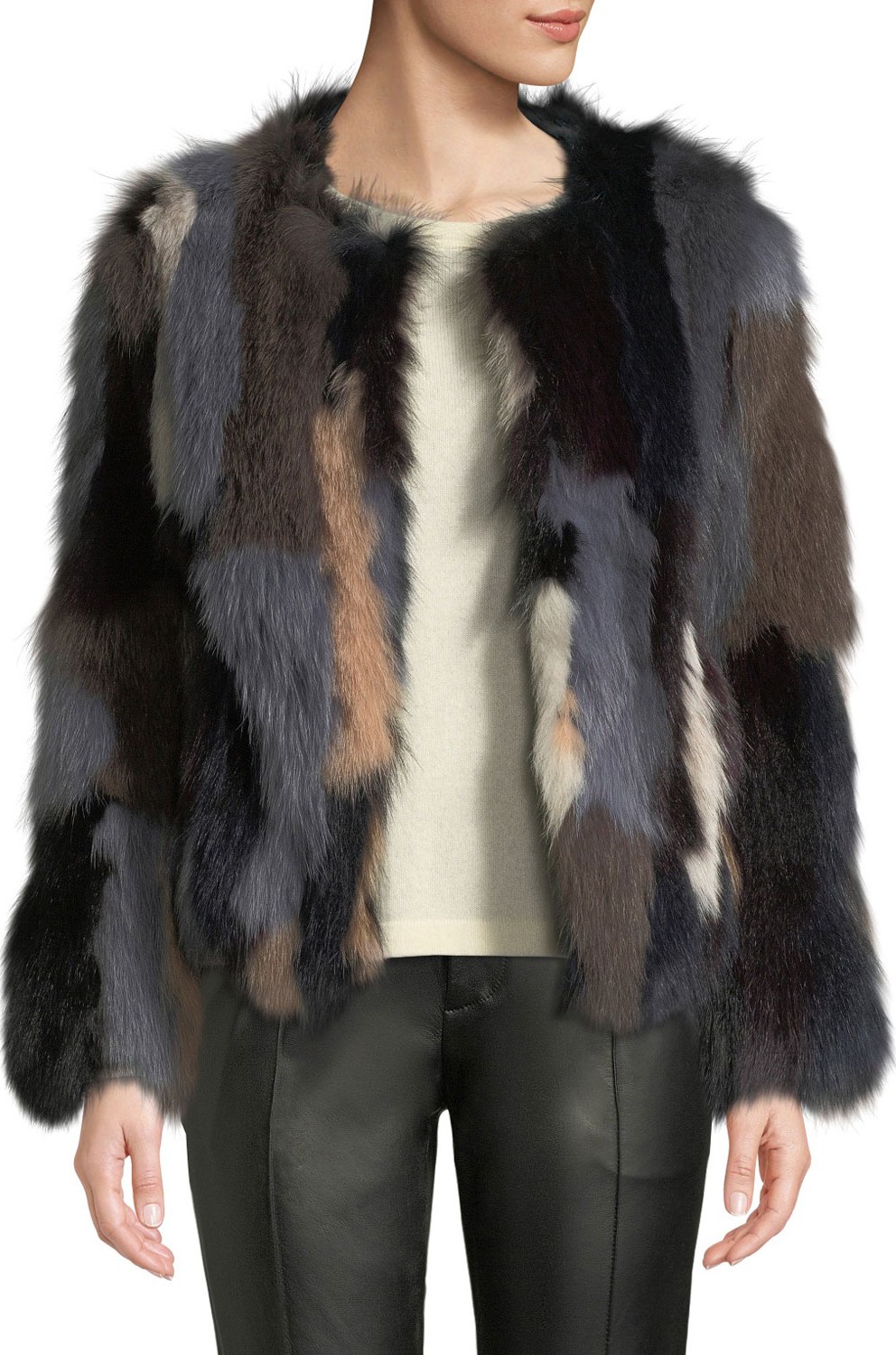 Belle Fare Multicolor Fox Fur Jacket