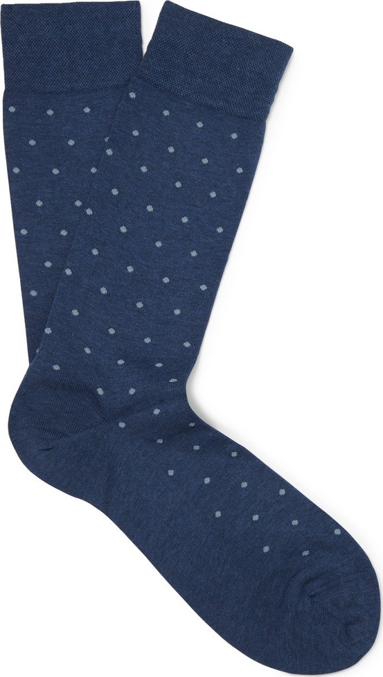 Marcoliani Intarsia Polka-Dot Pima Cotton-Blend Socks