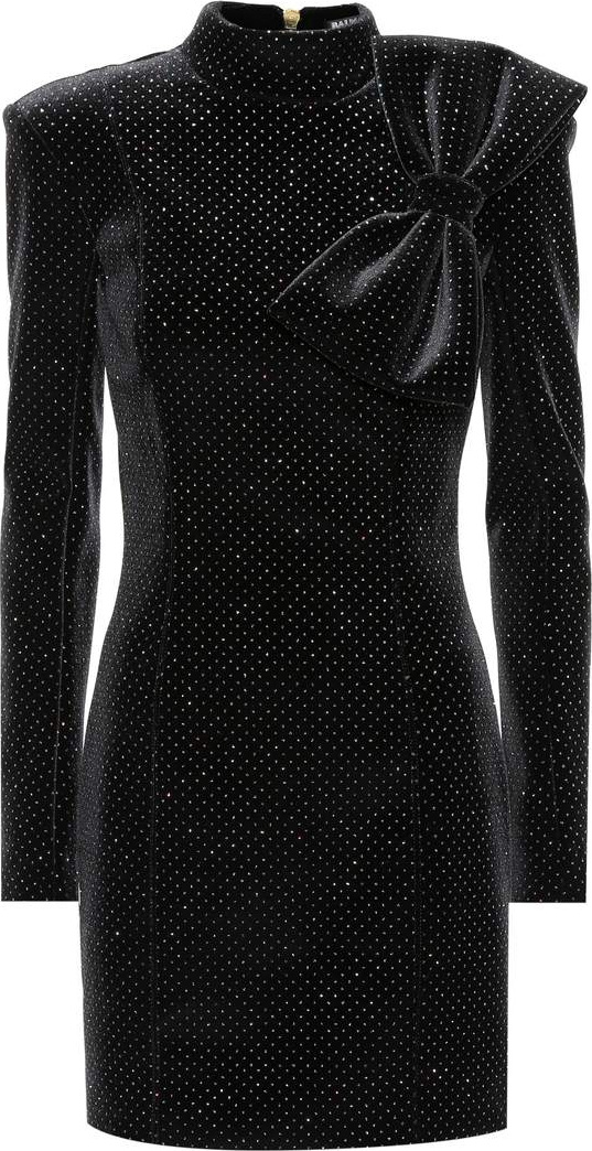 Balmain Embellished velvet minidress