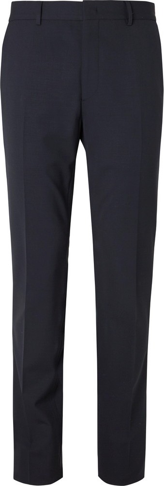 Fendi Navy Logo Jacquard-Trimmed Stretch-Virgin Wool Suit Trousers