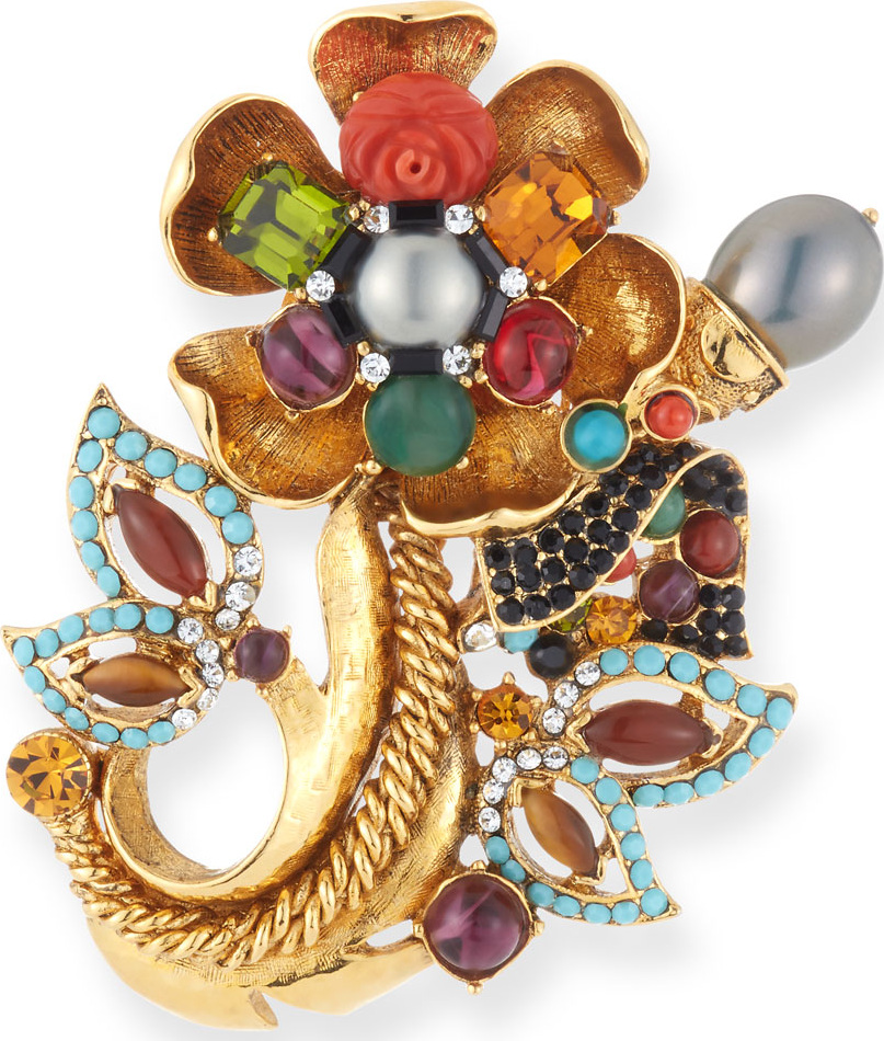 Jose & Maria Barrera Multicolor Fall Flower Brooch