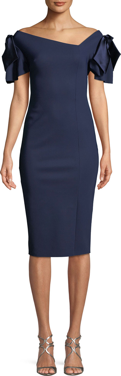La Petite Robe di Chiara Boni Dvora Satin Bow-Shoulder Cocktail Dress