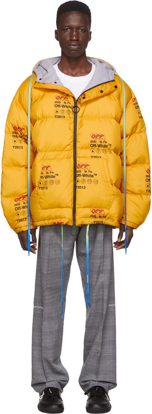 Off White Yellow Down Industrial Puffer Jacket