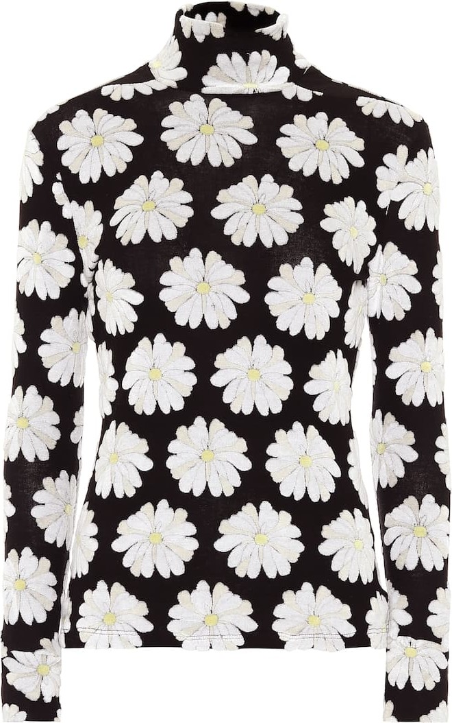 Paco Rabanne Floral stretch-cotton turtleneck top