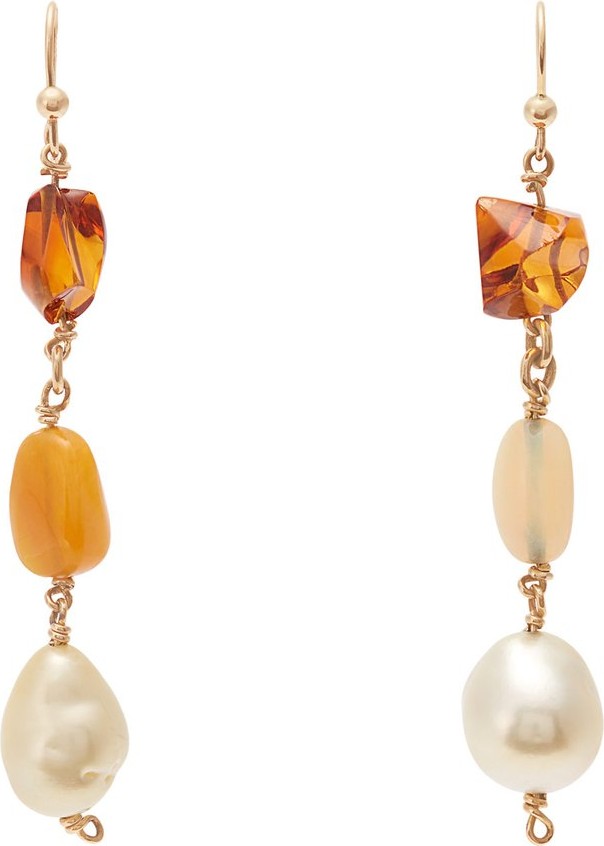 Jade Jagger Baroque pearl, opal & 18kt gold drop earrings