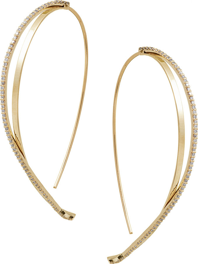 Lana 14k Flawless Large Diamond Twist Hooked-On Hoop Earrings