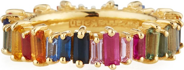 Suzanne Kalan 18k Gold Multicolor Sapphire Eternity Band Ring, Size 6