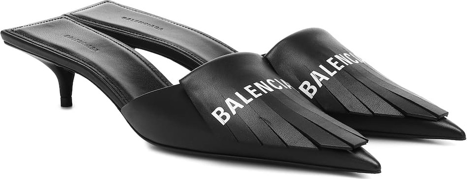 Balenciaga Fringe Knife leather mules