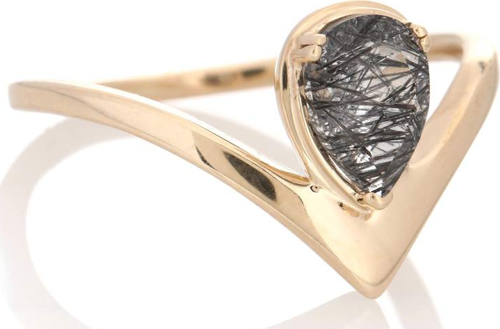 Anna Sheffield Celestine Orbit 14kt gold ring with quartz