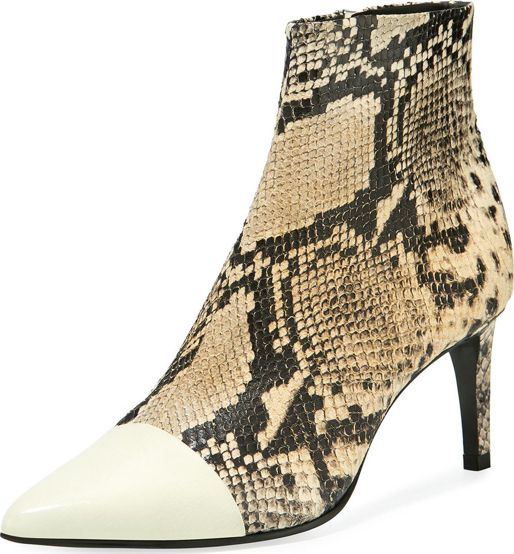 Rag & Bone Beha Snake-Print Leather Cap-Toe Booties