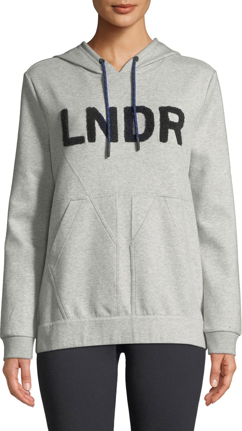 LNDR College Hooded Boucle-Logo Jersey Sweatshirt