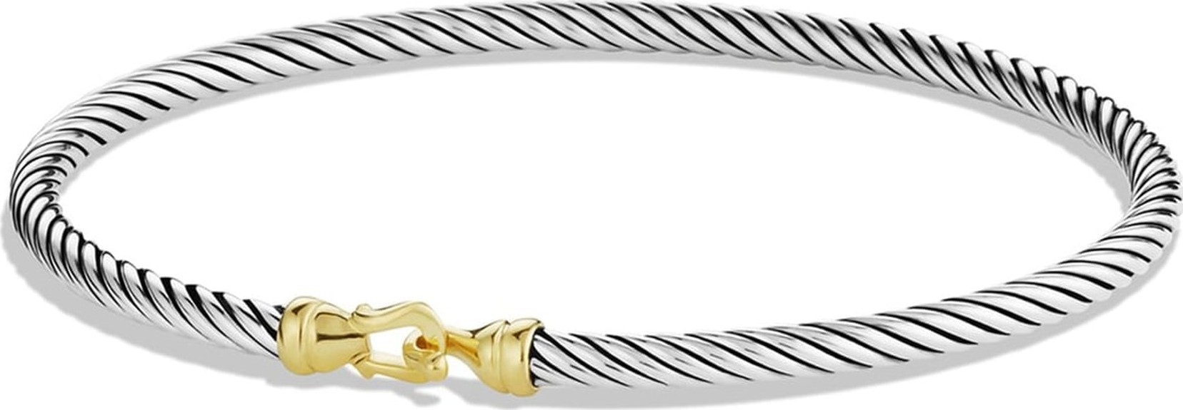 David Yurman Cable Collectibles Buckle Bangle Bracelet with 18K Gold, 3mm