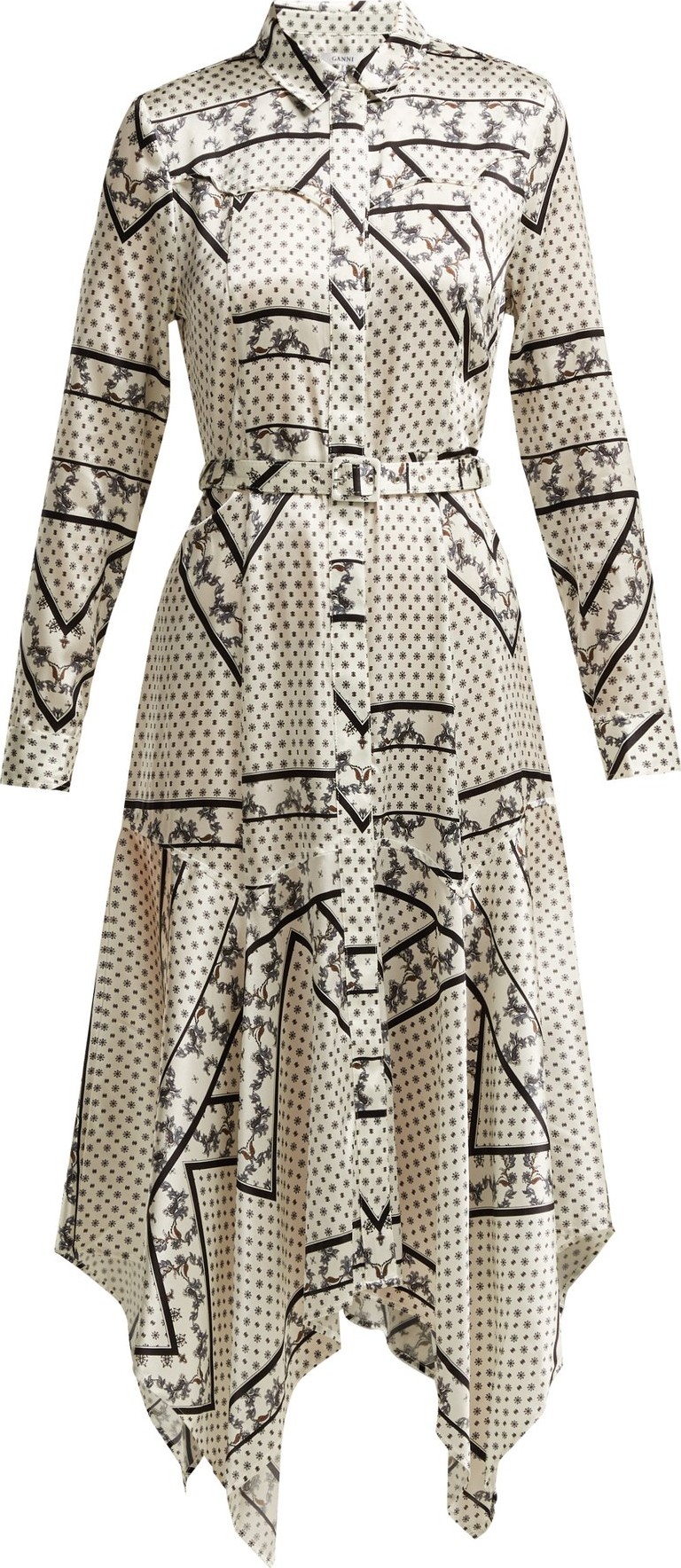 Ganni Blakely scarf-print silk-blend dress