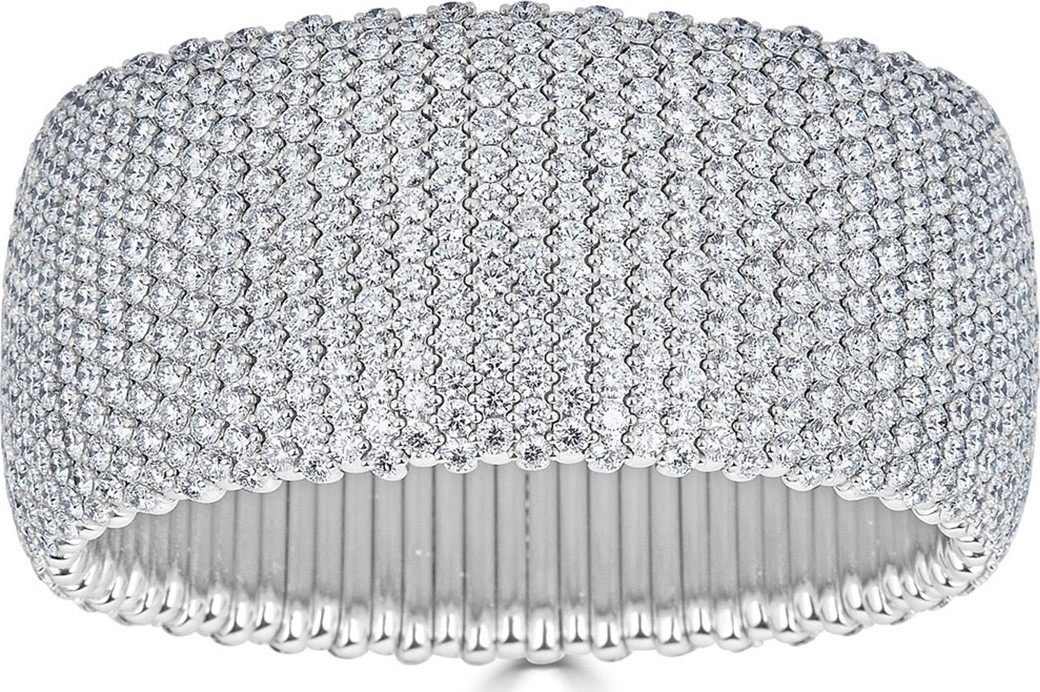 ZYDO Stretch Large 18k White Gold & Diamond Bracelet, 43.42tcw