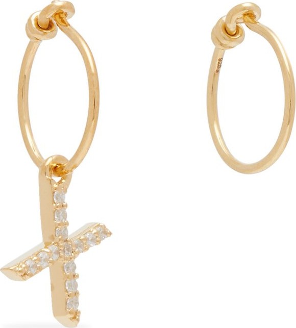 Theodora Warre Crystal alphabet gold-plated hoop earrings