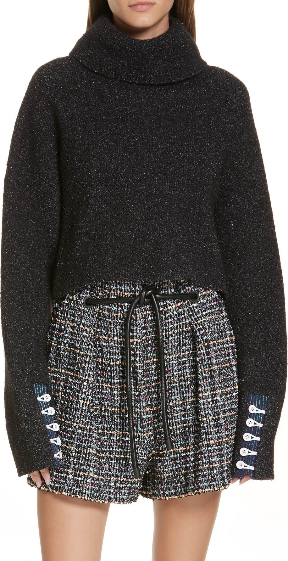 3.1 Phillip Lim Button Cuff Wool Blend Sweater