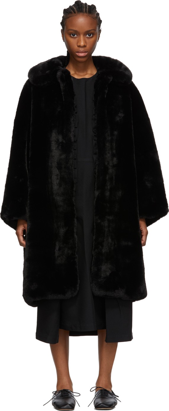 Comme Des Garçons Comme Des Garçons Black Faux-Fur Coat
