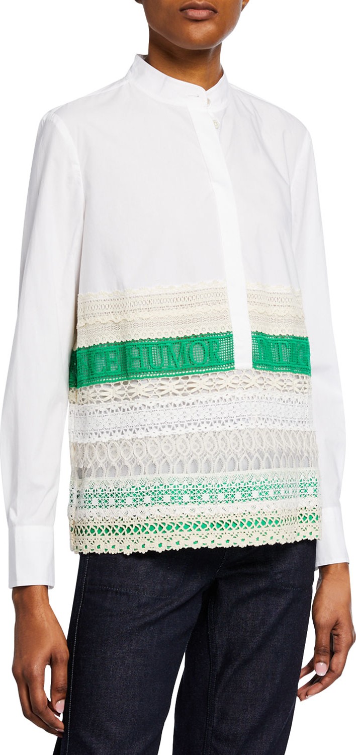 Tory Burch Runway Lace-Trim Tunic
